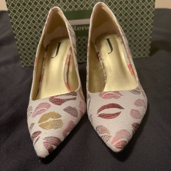 J.Renee Shoes - J. Renee Farleigh-JJ XOXO Fabric pink red white lips high heels Size 9.5 M